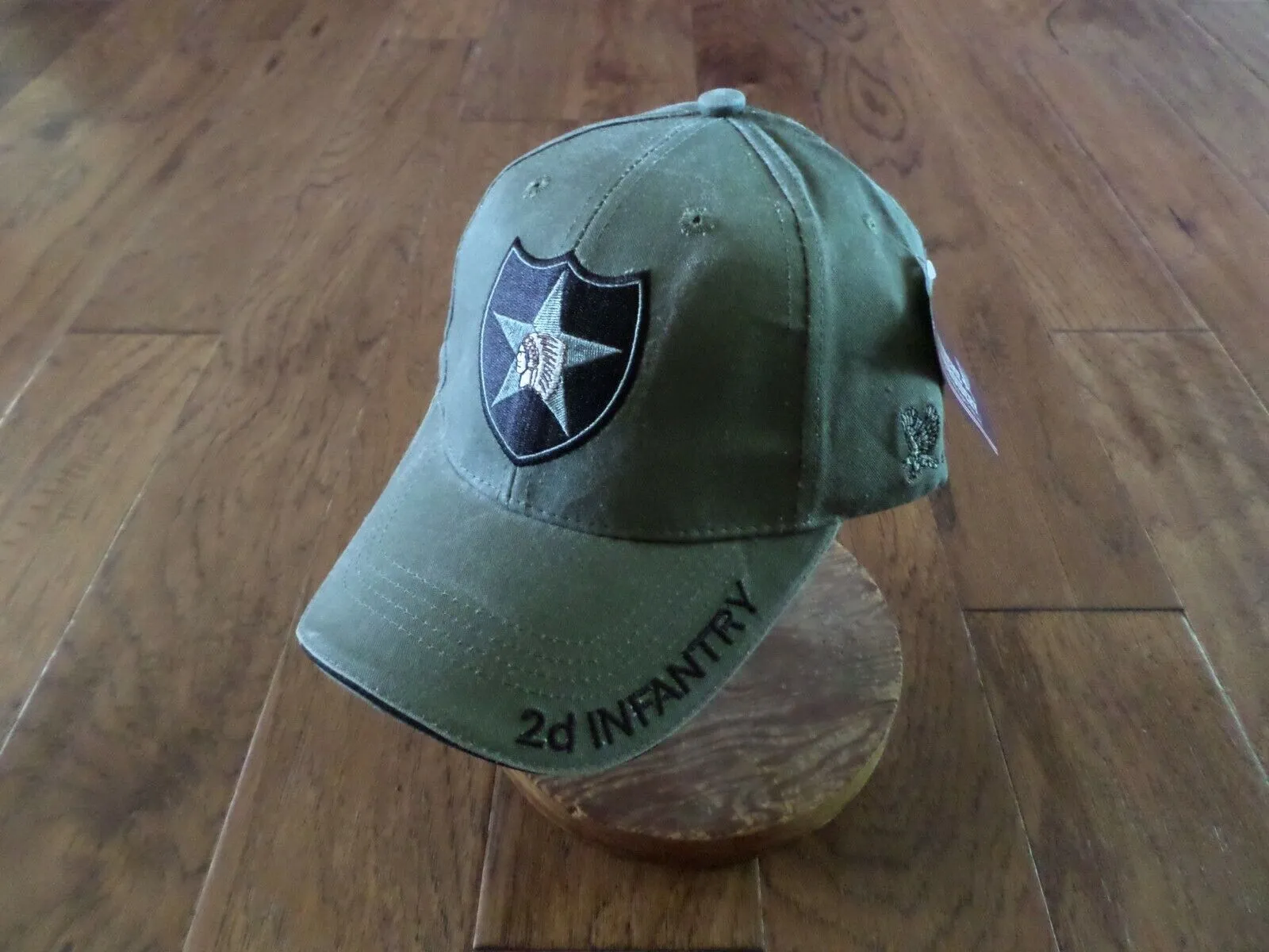 ARMY 2d INFANTRY DIVISION HAT EMBROIDERED U.S MILITARY CAP OD GREEN STONEWASHED