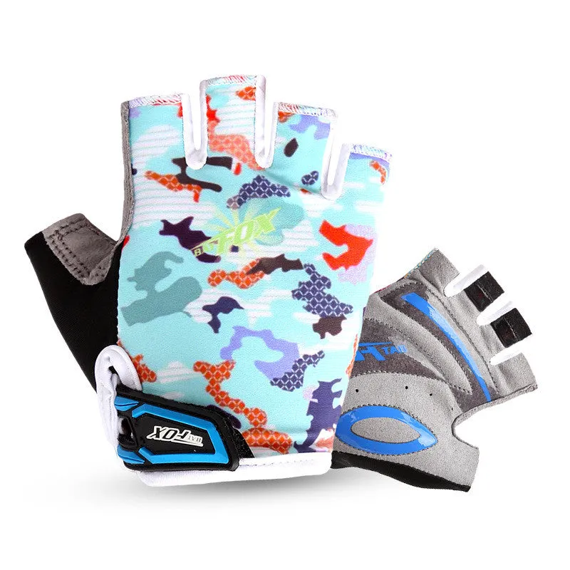 BATFOX GIRLS Kids Cycling Gloves Half Finger Summer Breathable Quick Dry Padded Safety Outdoor Protection Bicycle Bike Gloves