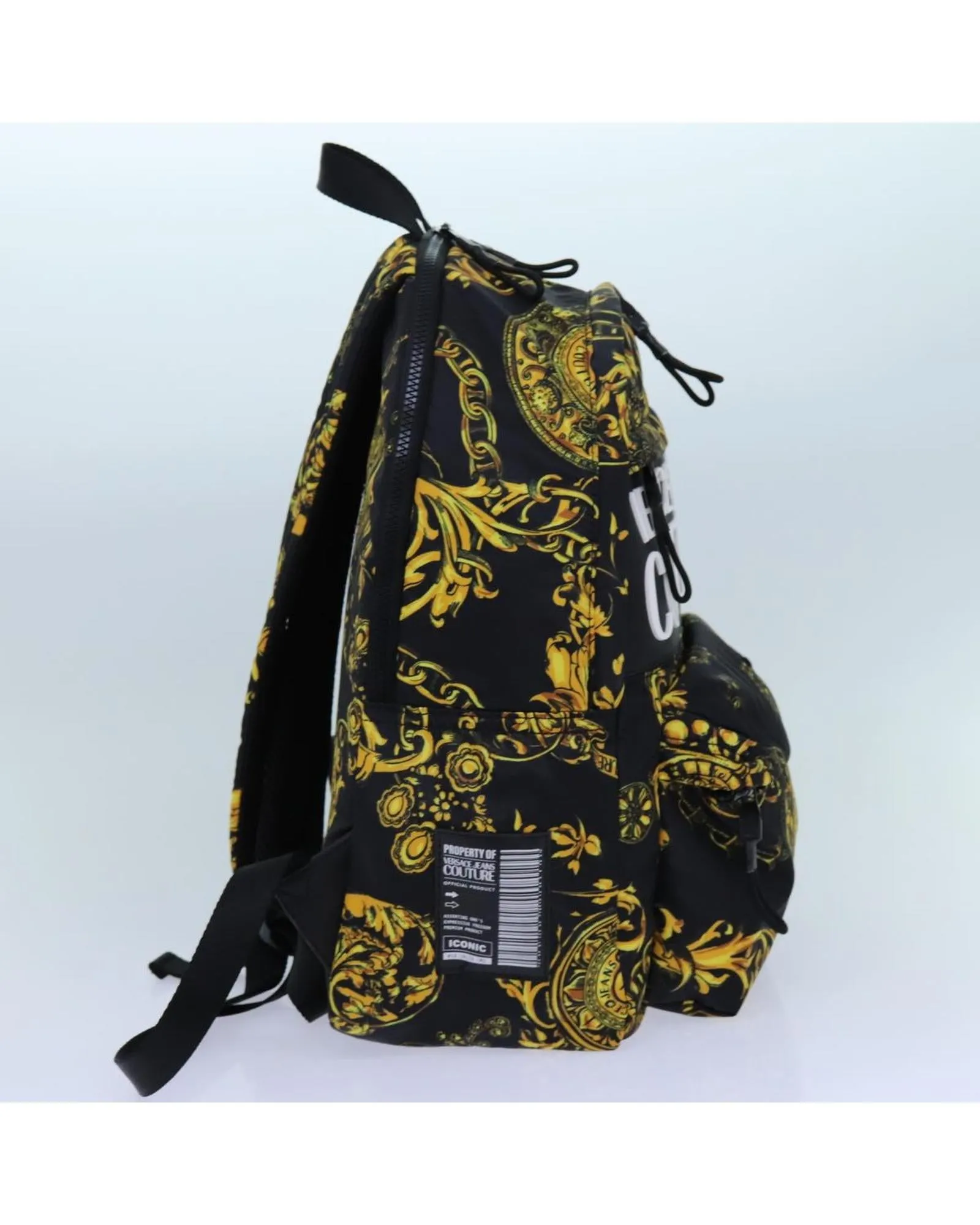 Black and Yellow Nylon Backpack by Gianni Versace