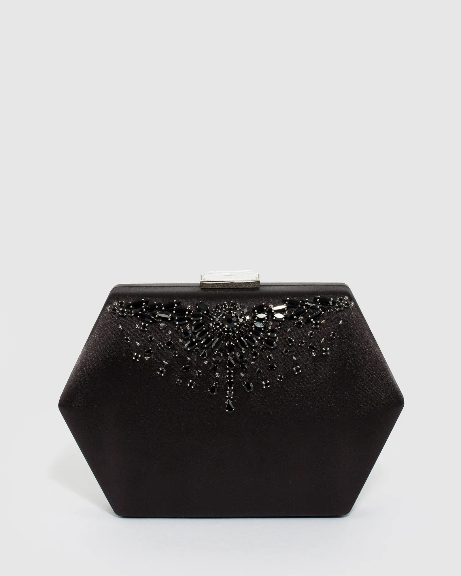 Black Evelyn Crystal Clutch Bag