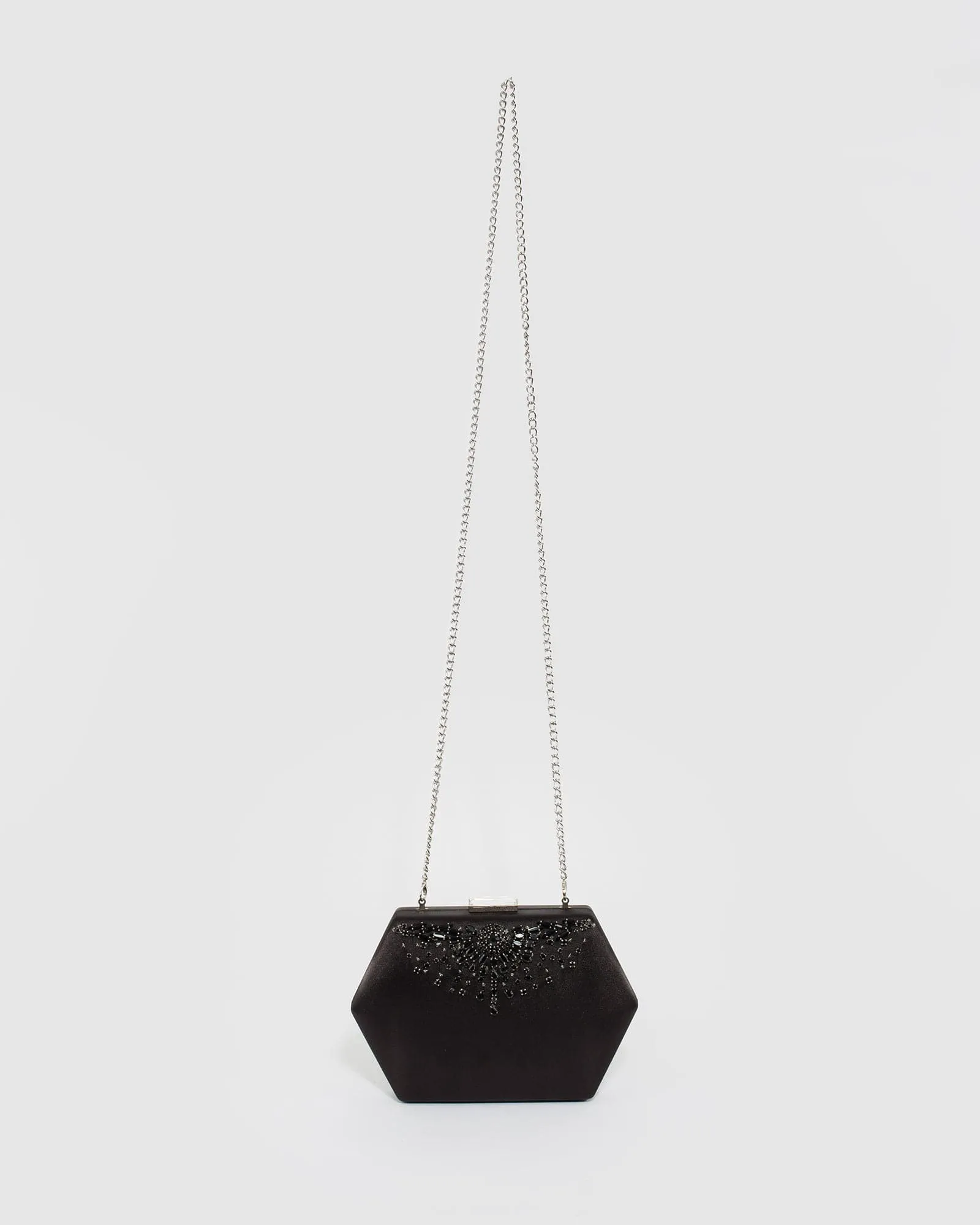 Black Evelyn Crystal Clutch Bag