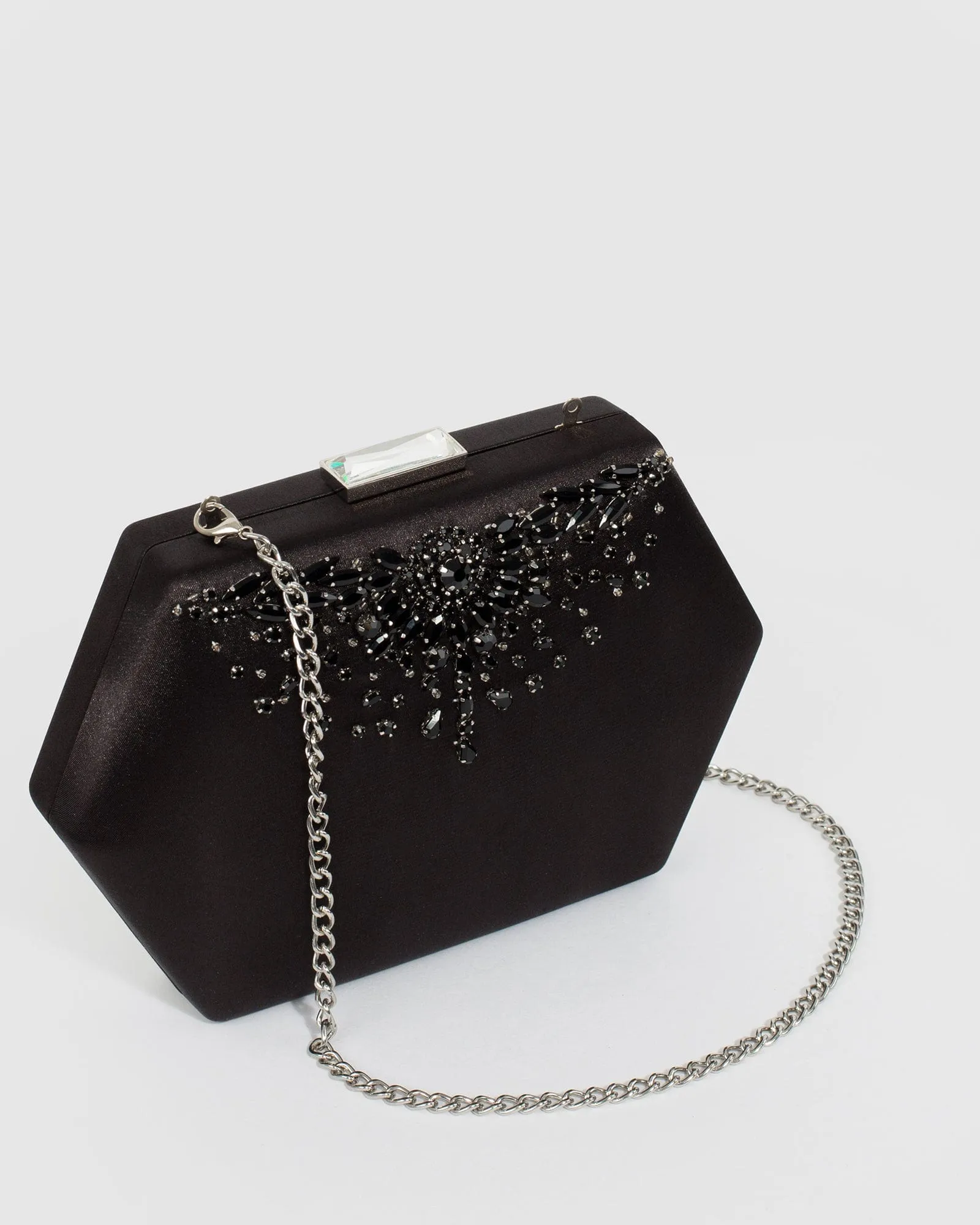 Black Evelyn Crystal Clutch Bag