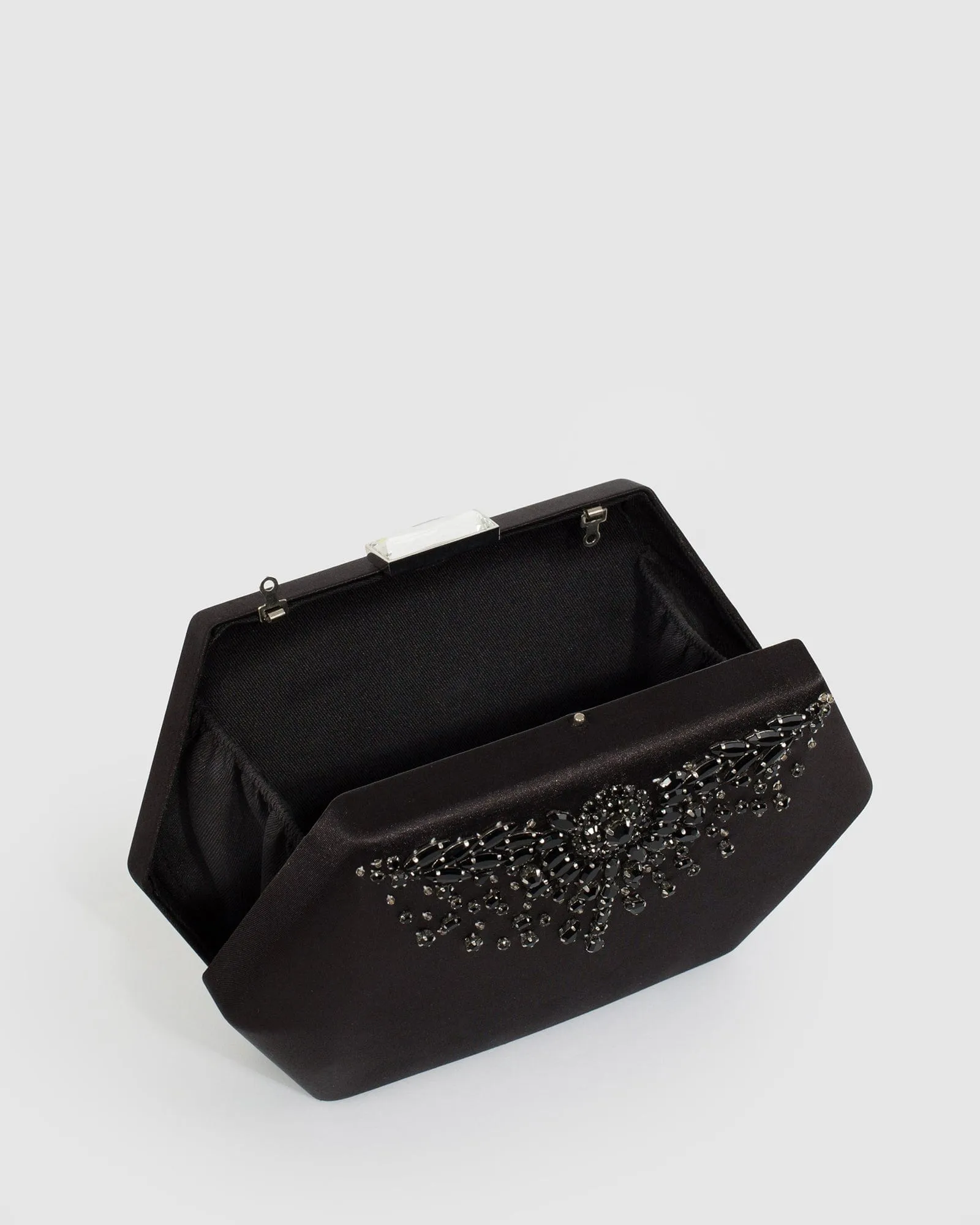Black Evelyn Crystal Clutch Bag
