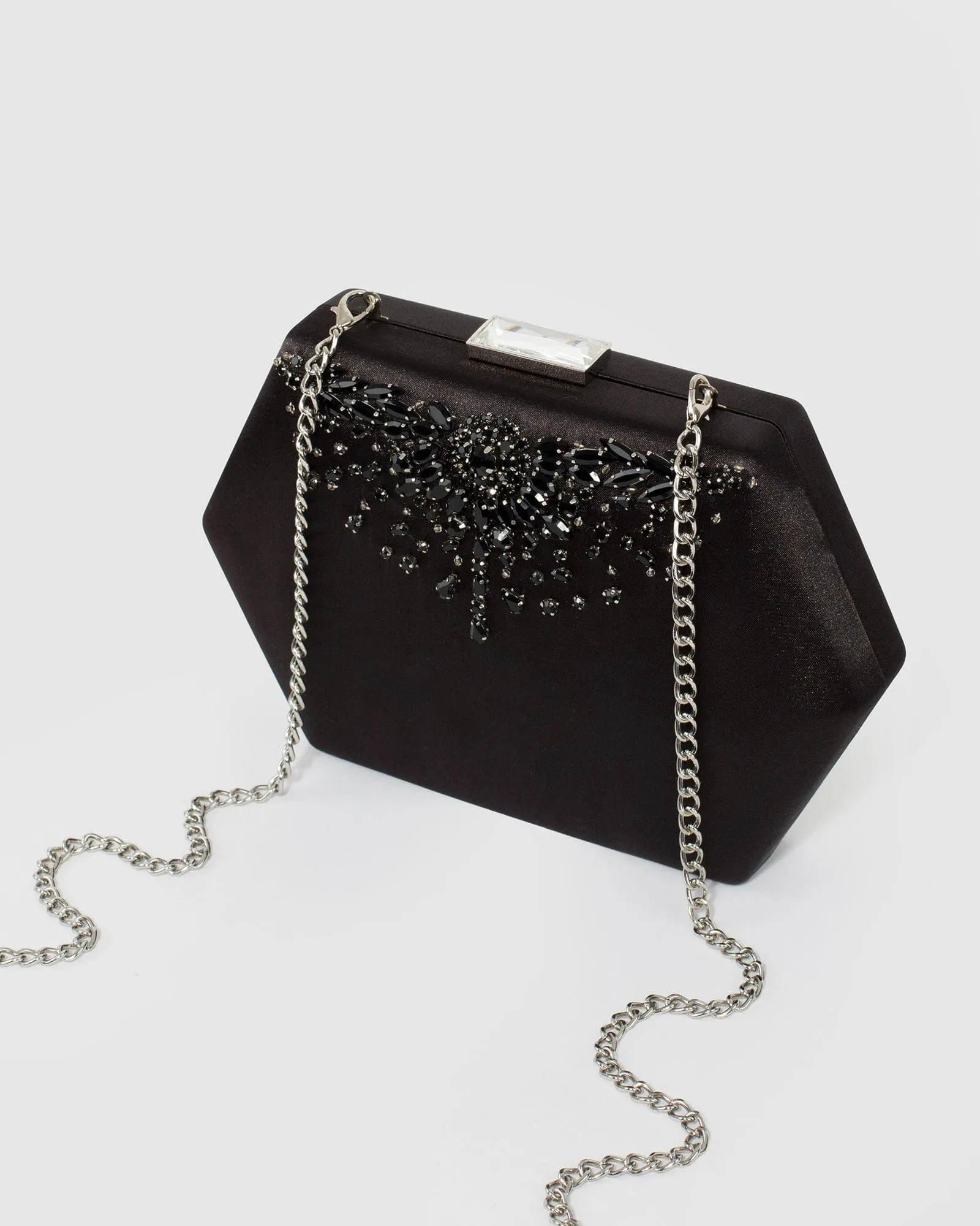 Black Evelyn Crystal Clutch Bag