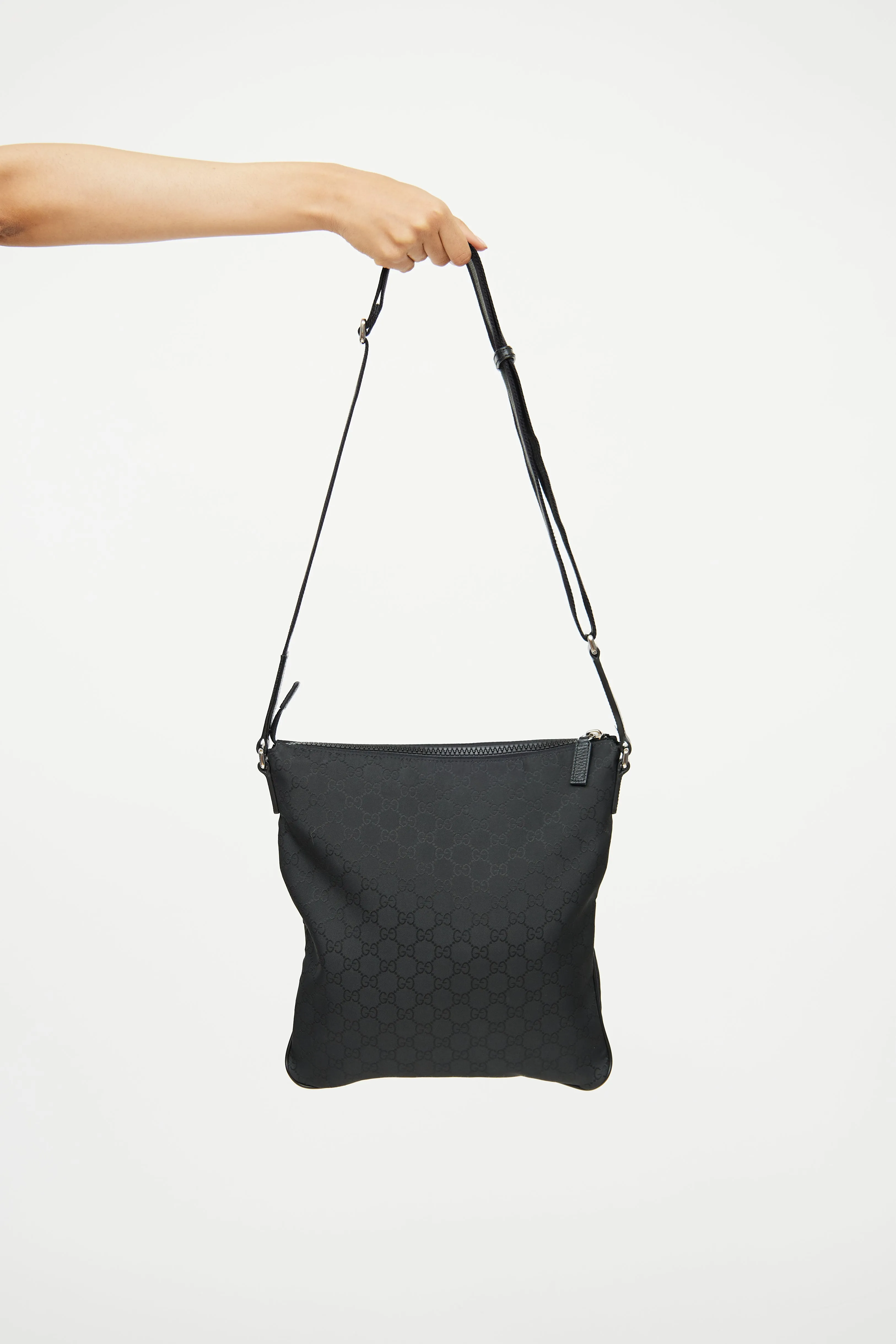 Black GG Supreme Nylon Messenger Bag