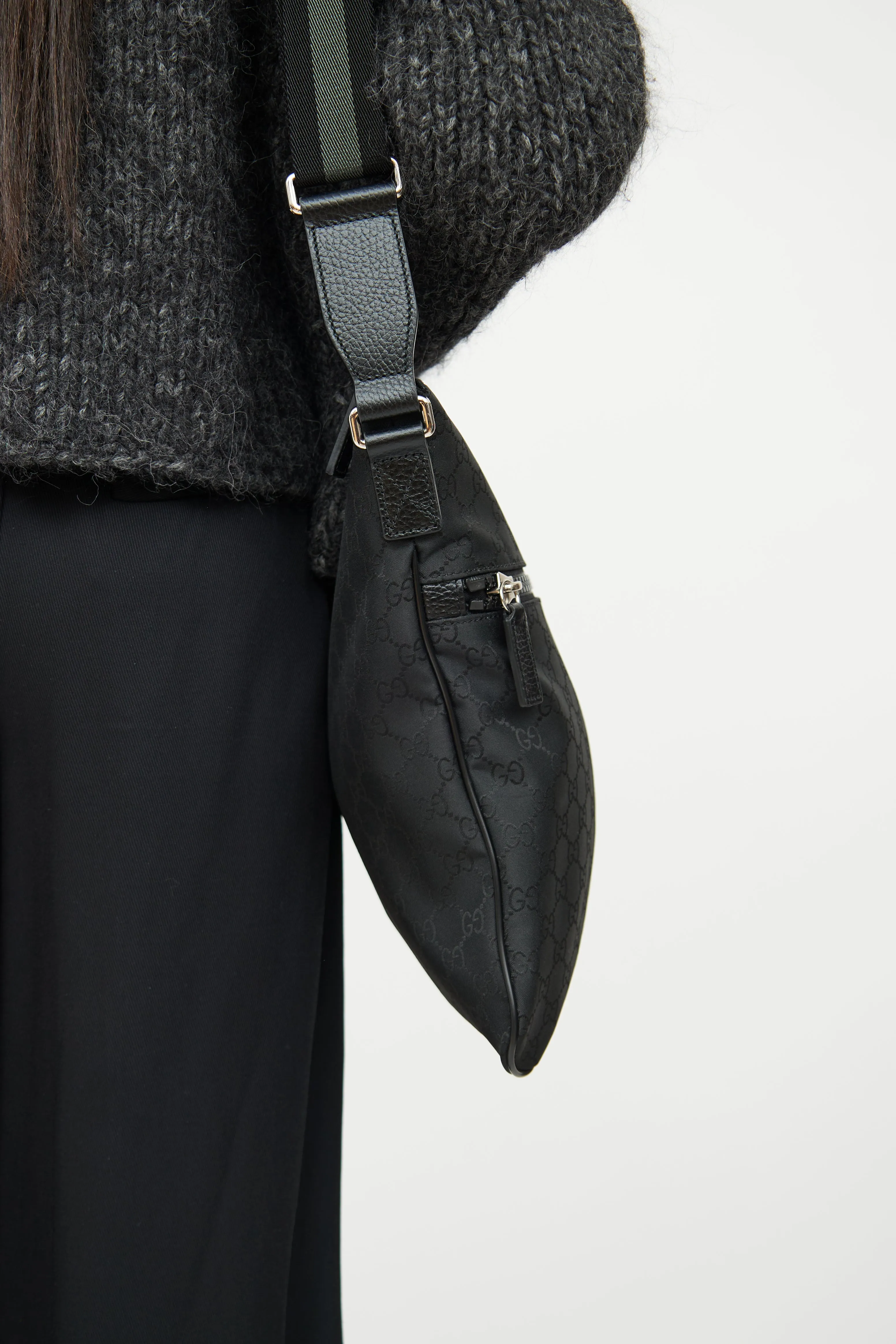 Black GG Supreme Nylon Messenger Bag