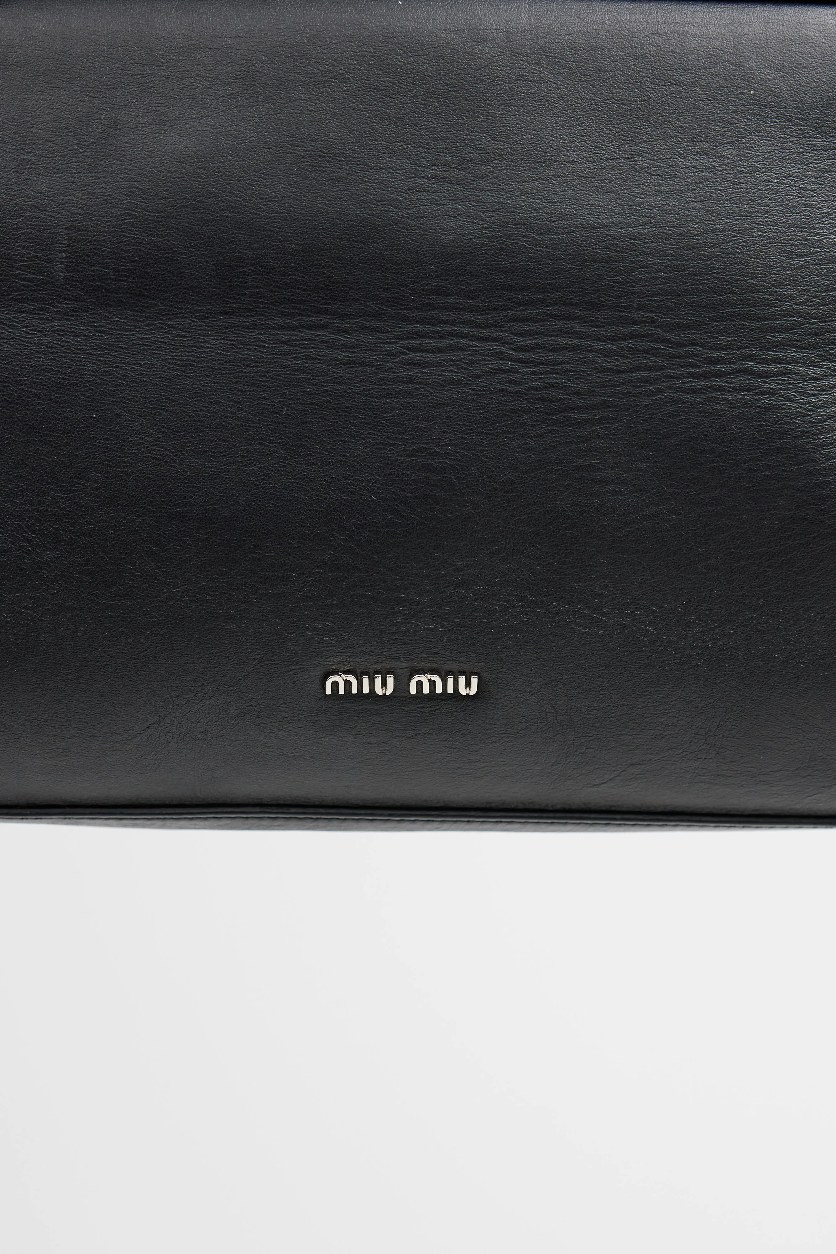 Black Leather Buckled Messenger Crossbody Bag