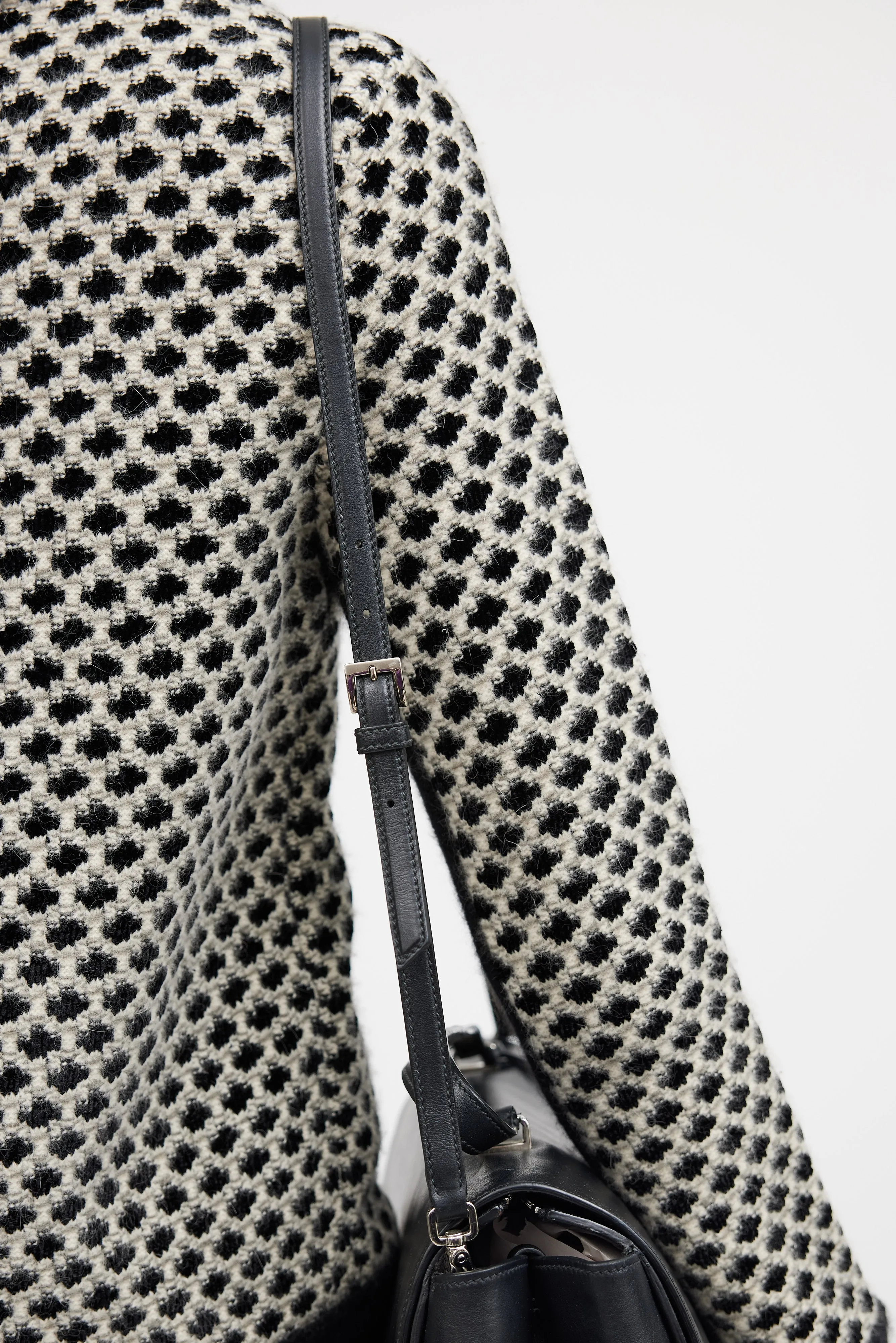 Black Leather Buckled Messenger Crossbody Bag