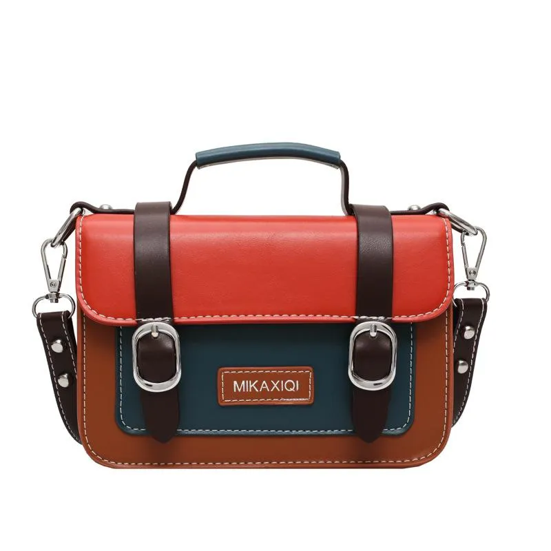 Christmas Gift Contrast Color Female Tote Bag Pu Leather Crossbody Bags For Women 2020 Summer Shoulder Handbags Female Travel Cross Body Bag