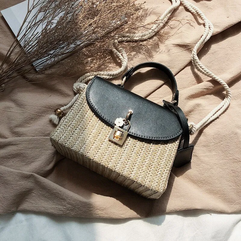 Christmas Gift Small Straw Tote Bags For Women 2021 Summer Crossbody Bags Lady Travel Purses and Handbags Female Shoulder Messenger Bag