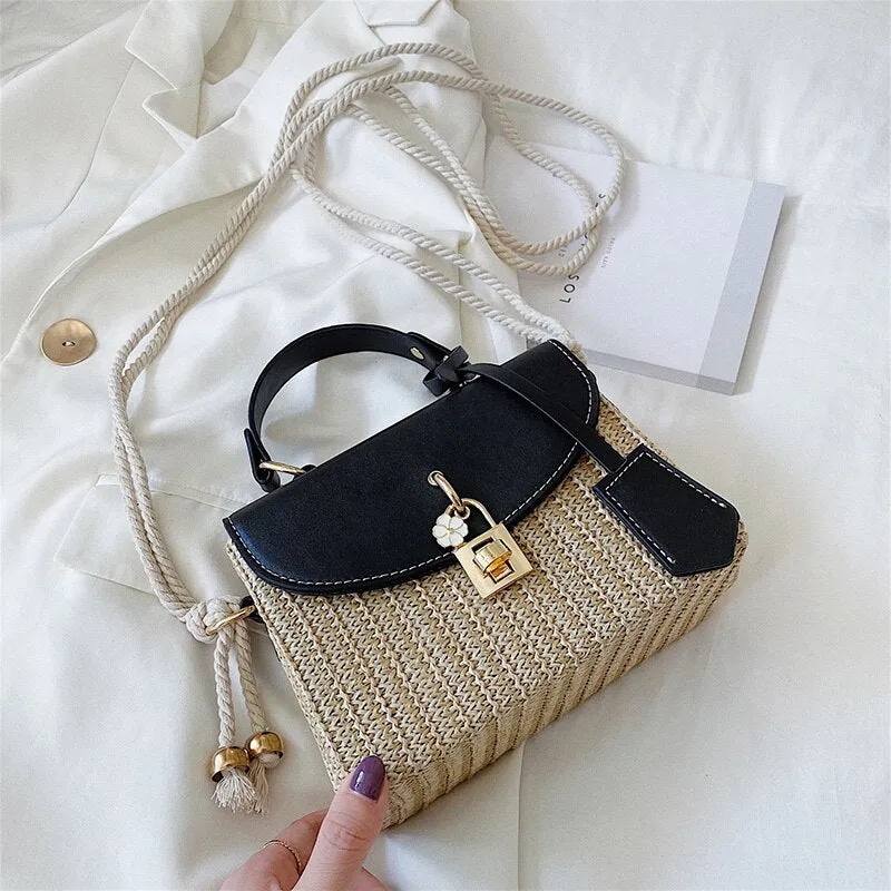 Christmas Gift Small Straw Tote Bags For Women 2021 Summer Crossbody Bags Lady Travel Purses and Handbags Female Shoulder Messenger Bag