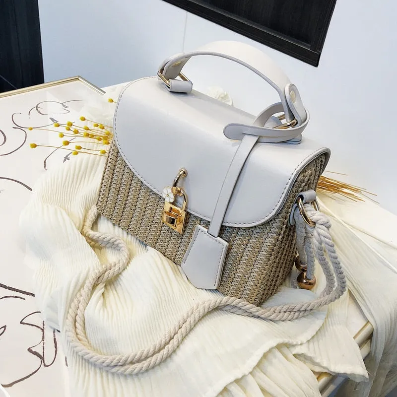 Christmas Gift Small Straw Tote Bags For Women 2021 Summer Crossbody Bags Lady Travel Purses and Handbags Female Shoulder Messenger Bag
