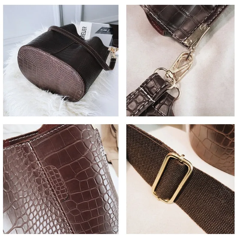 Croc Pattern Shoulder Handbag