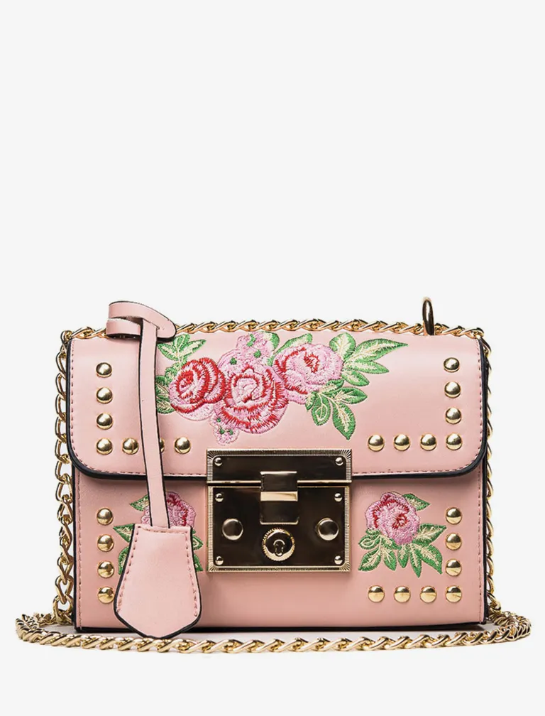 Embroidery Flower Flap Bag