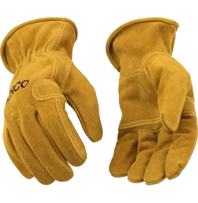 Kinco 97 Golden Full Suede Cowhide Ergonomic Keystone Thumb Gloves (One Dozen)