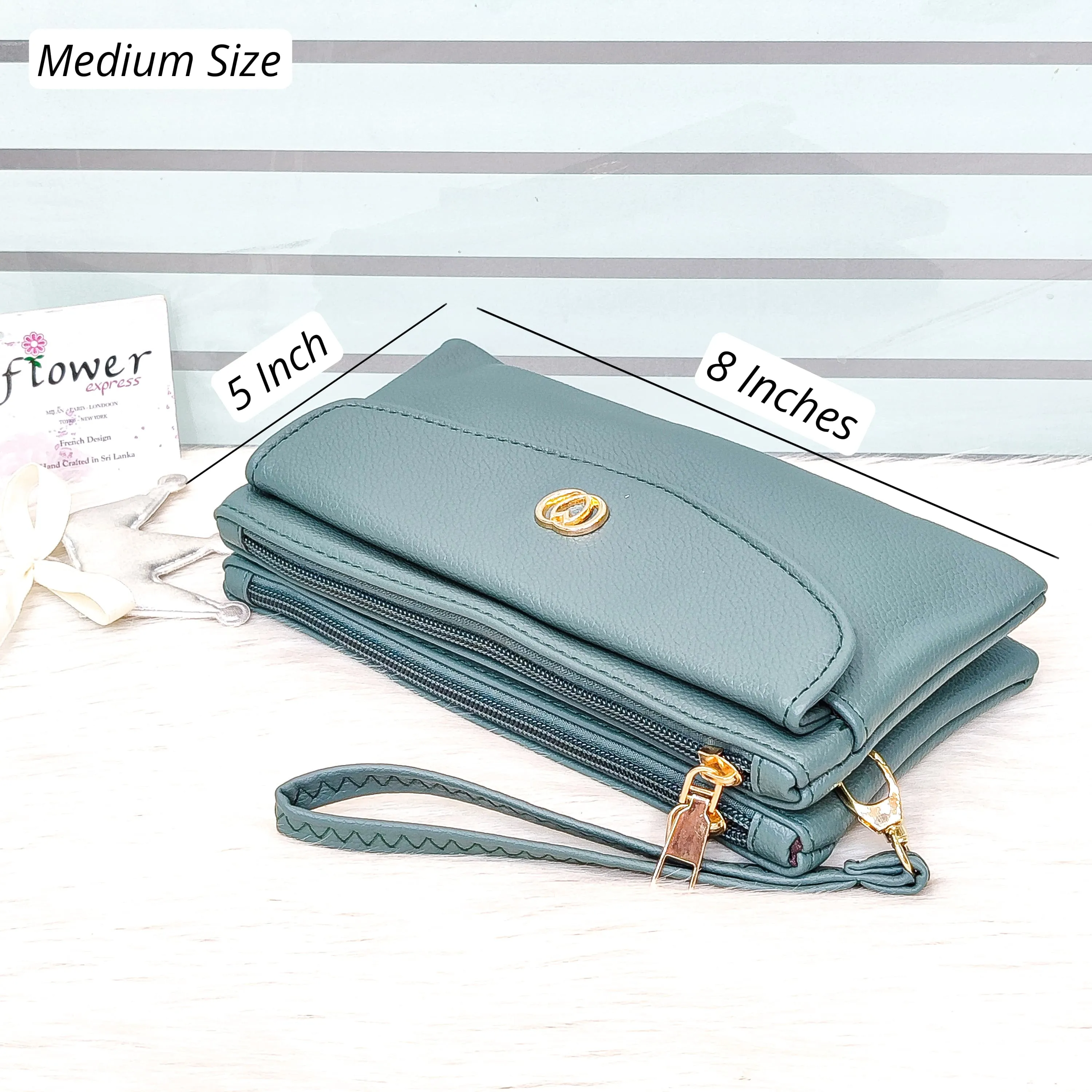 Leather Imported 2-Zipper Crossbody Handbag