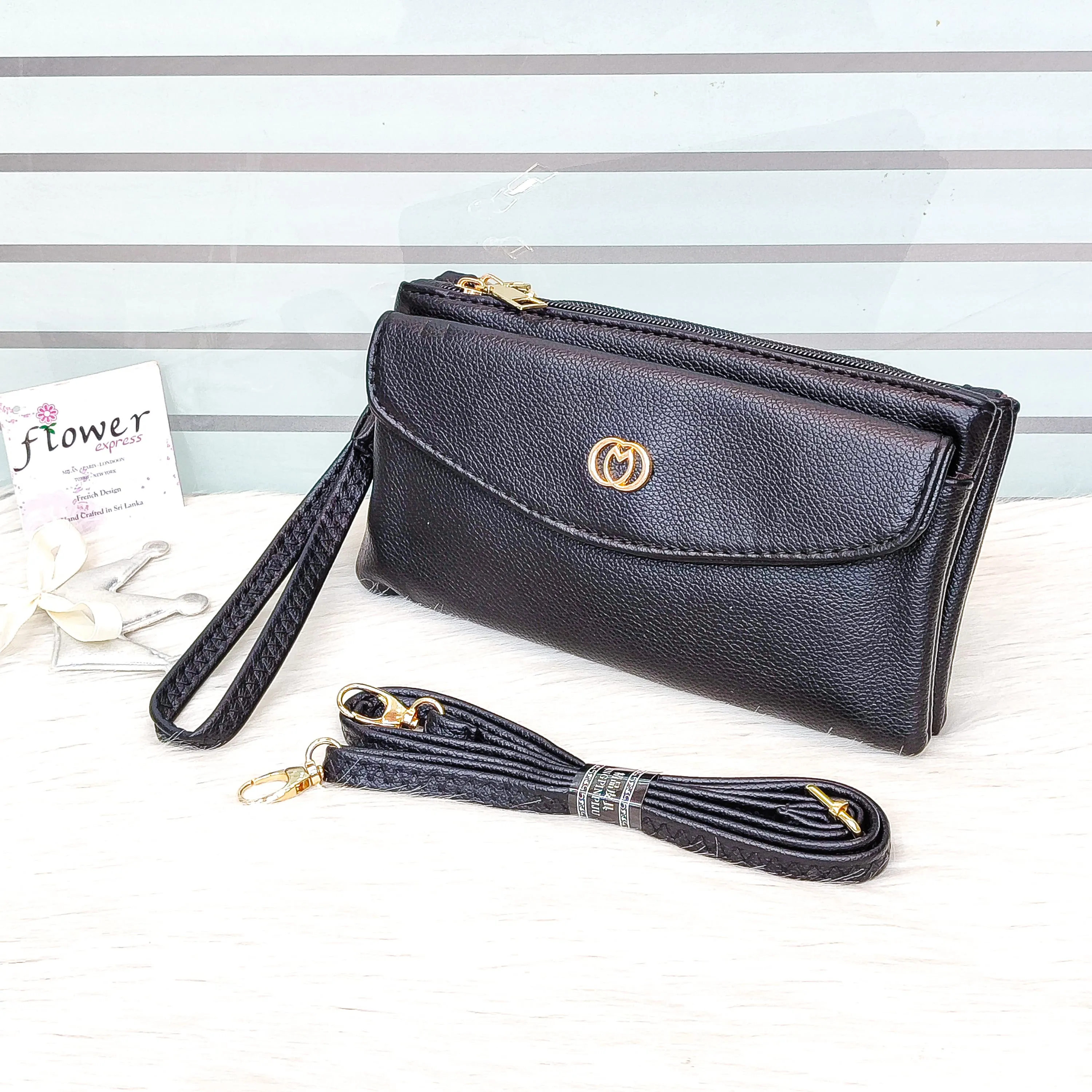 Leather Imported 2 Zipper Crossbody Handbags