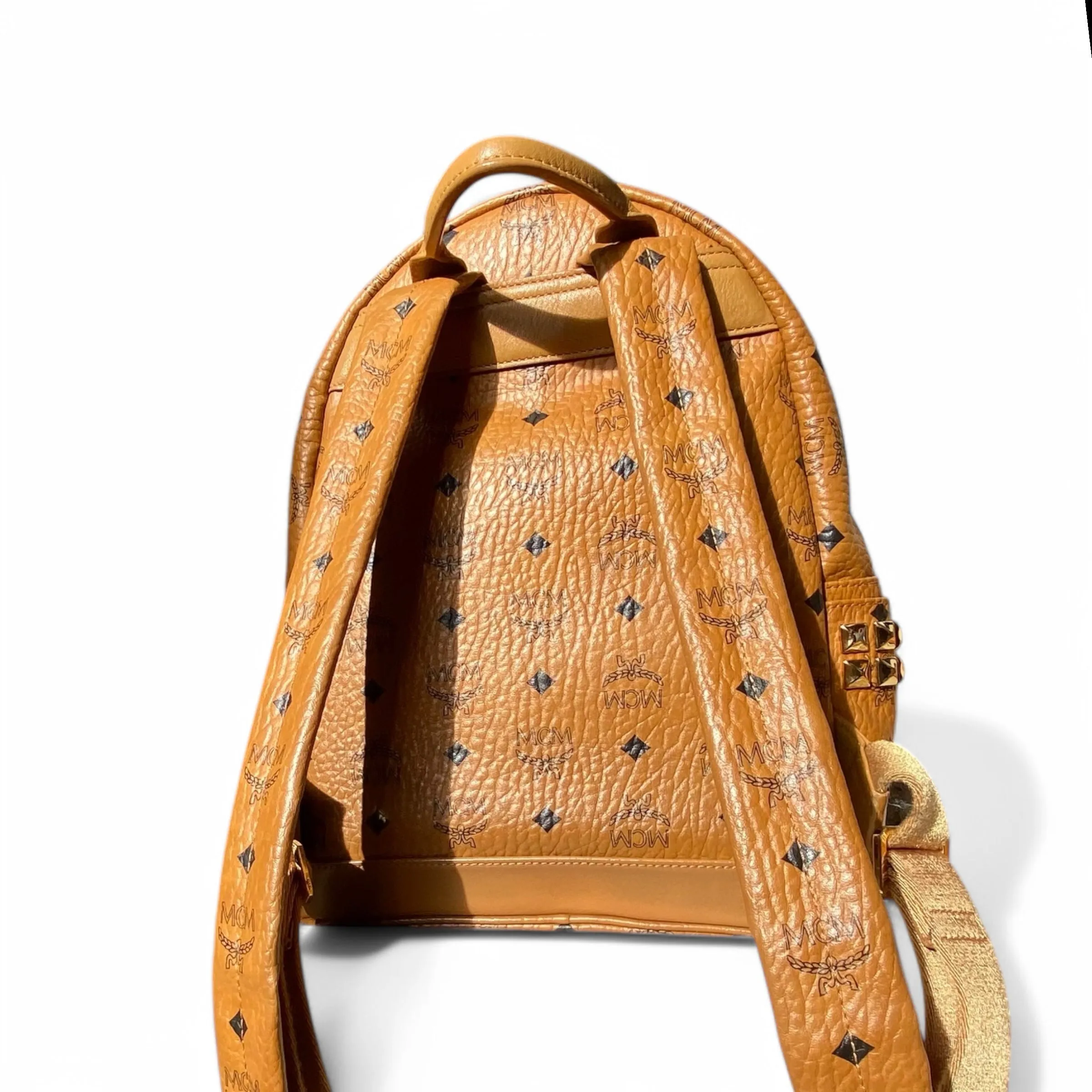 MCM Cognac Leather Good Backpacks