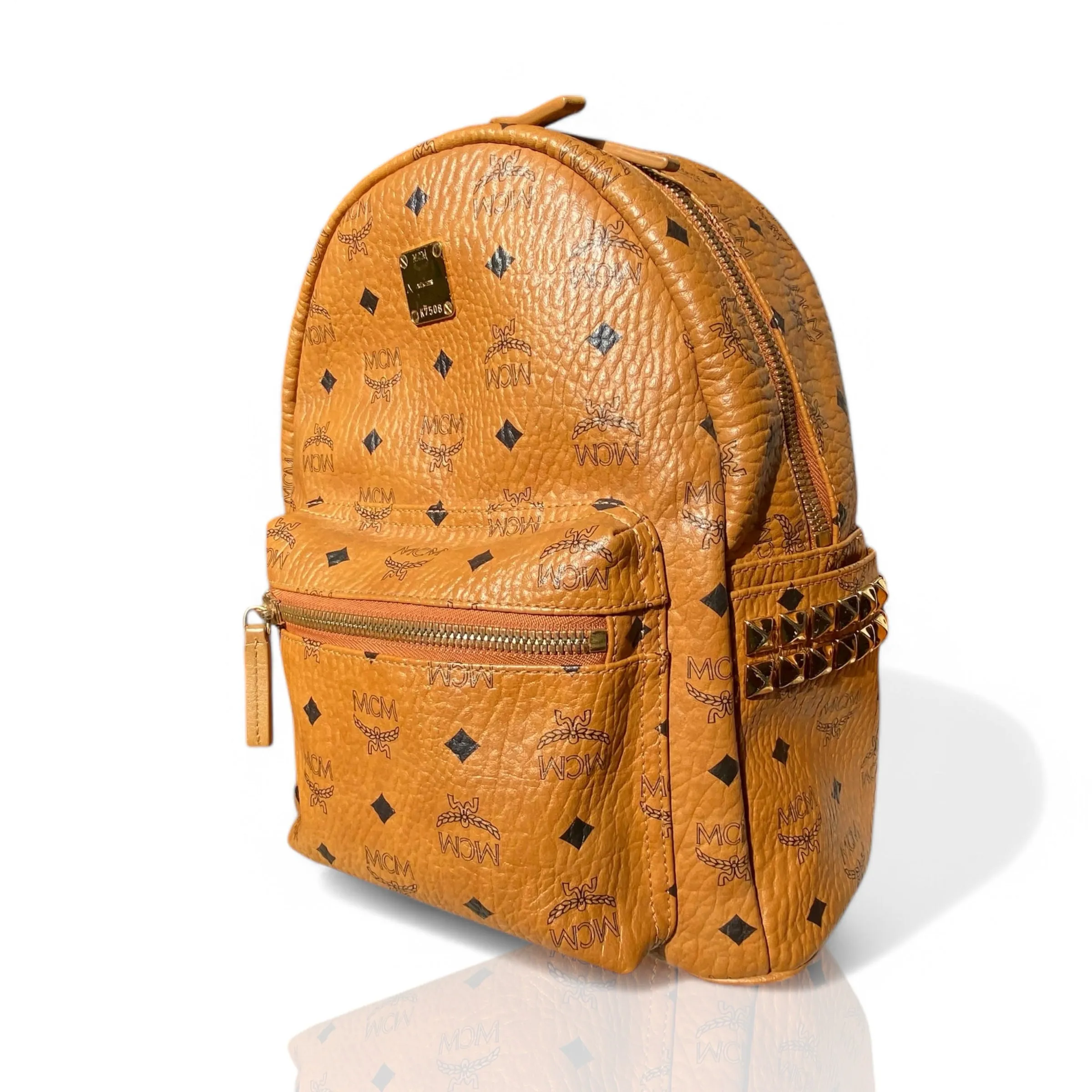 MCM Cognac Leather Good Backpacks