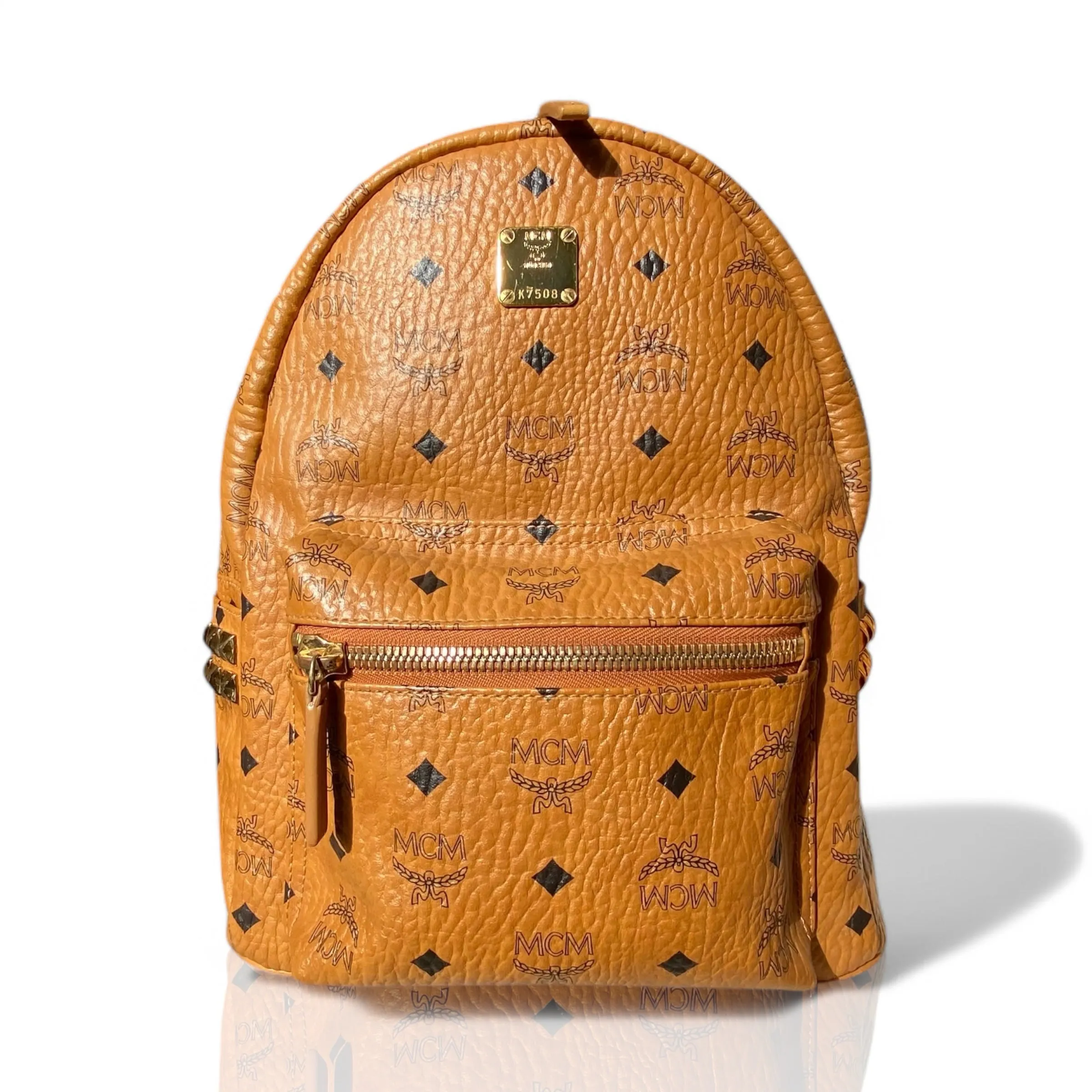 MCM Cognac Leather Good Backpacks