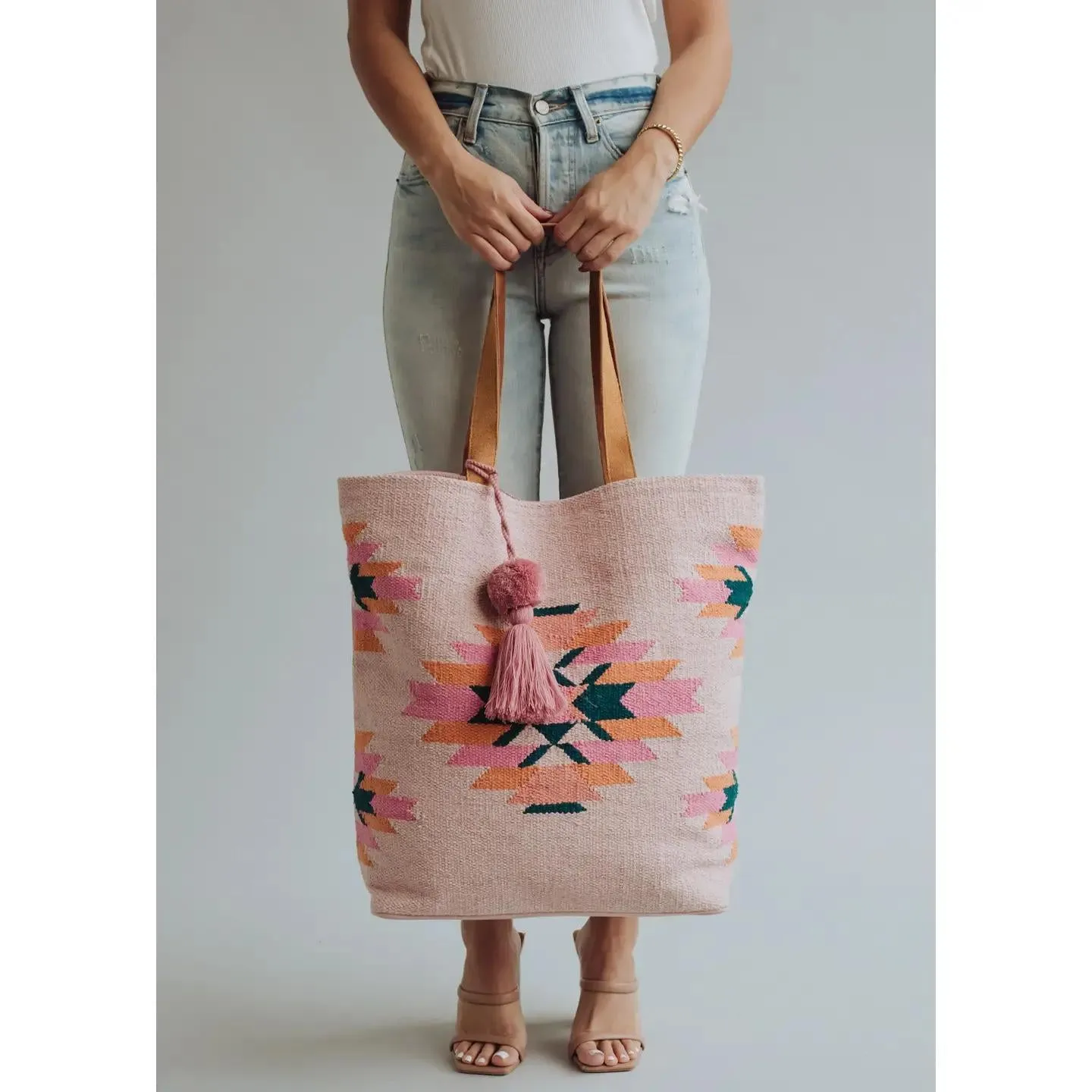 Pink, Teal & Orange Aztec Tote