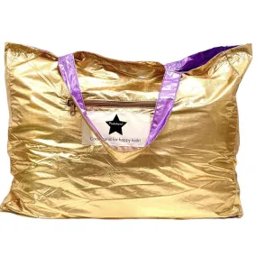 Ratatam! - Large Metallic Shiny Tote Bag - Purple & Gold