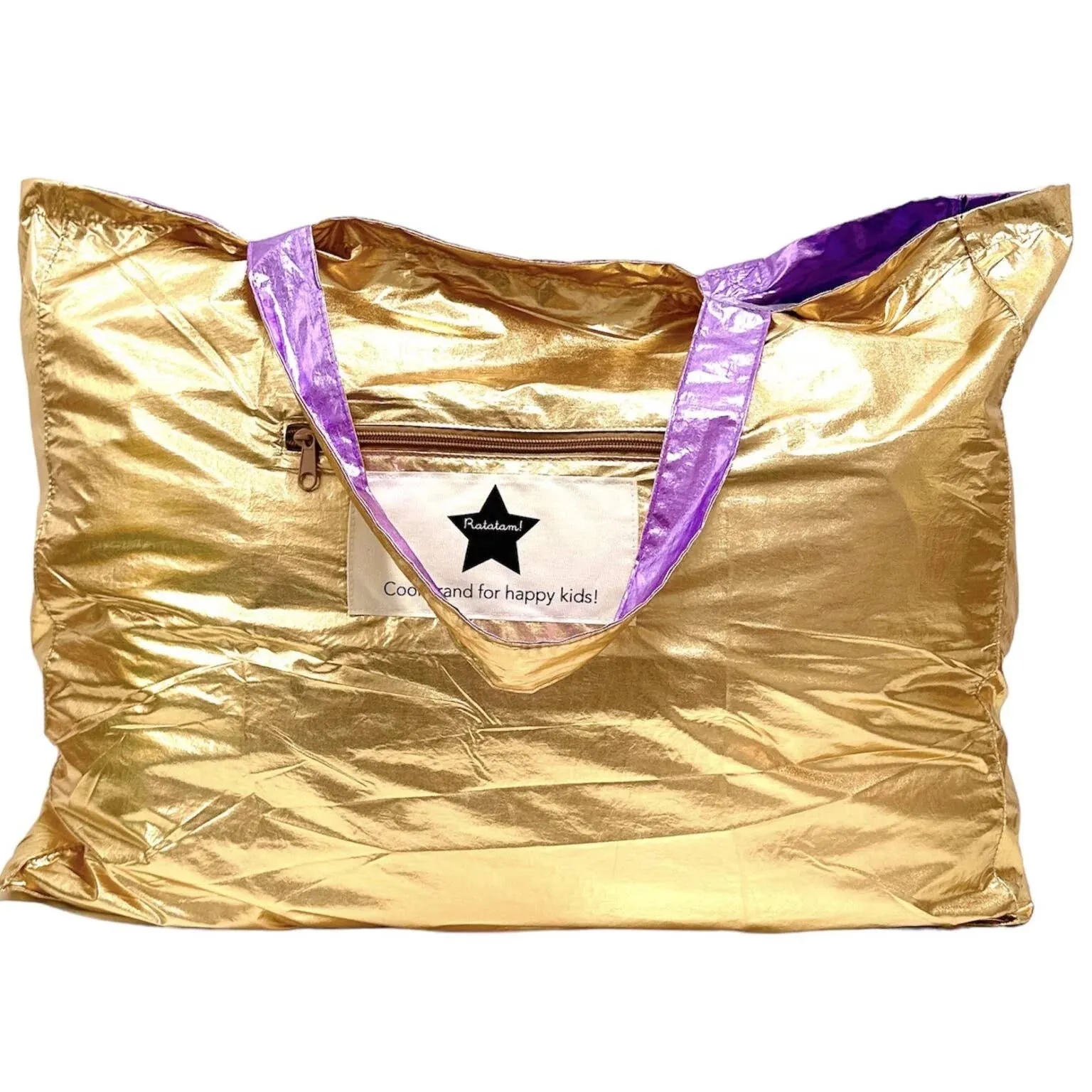 Ratatam! - Large Metallic Shiny Tote Bag - Purple & Gold