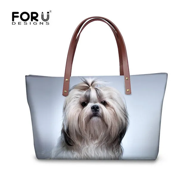 Shih Tzu Handbags, Shoulder Bags, 3D Printing, Large Tote Bag, Bolsas Femininas
