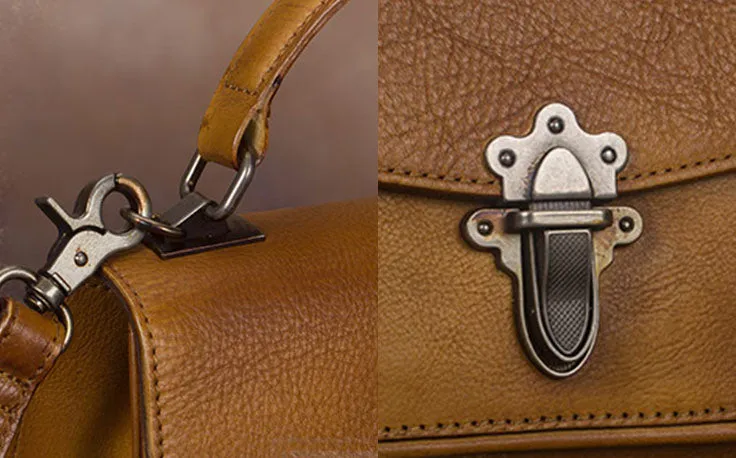 Vintage Women's Genuine Leather Crossbody Satchel Bag Handbags Purse for Women