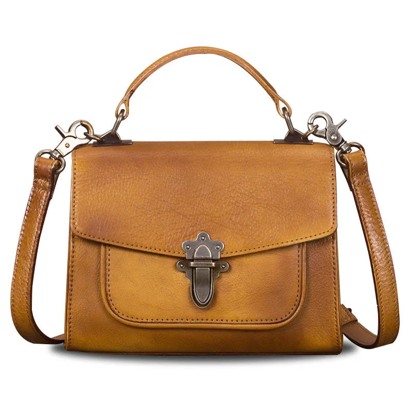 Vintage Women's Genuine Leather Crossbody Satchel Bag Handbags Purse for Women