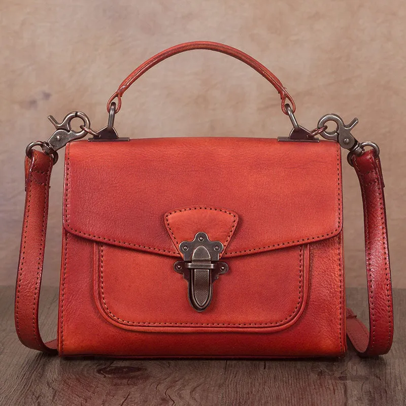 Vintage Women's Genuine Leather Crossbody Satchel Bag Handbags Purse for Women