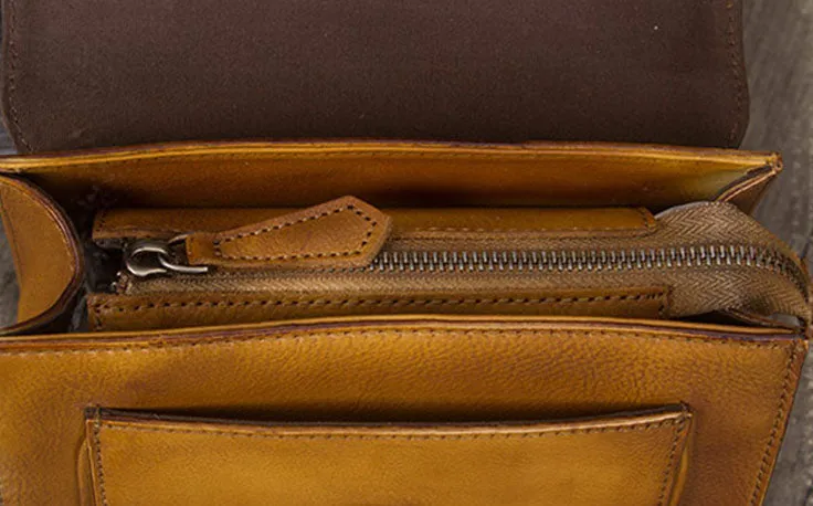 Vintage Women's Genuine Leather Crossbody Satchel Bag Handbags Purse for Women